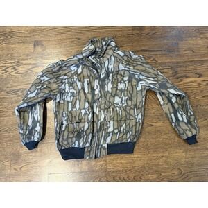 Himalayan Duck Camo Hunting Fleece Jacket Sz L Full Zip Bomber Coat